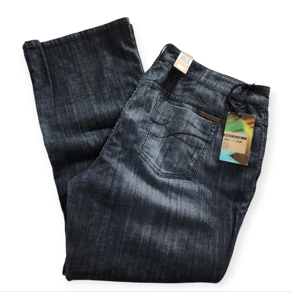 DKNY Jeans Bootcut Jeans Midrise Soho Dark Wash Blue Cotton Stretch 26 Plus